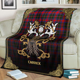 Carrick District Tartan Crest Premium Blanket - Celtic Stag style